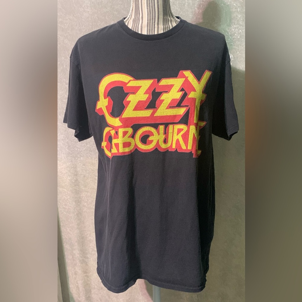 Ozzy Osborne Bold Screenprint Logo Washed Vintage Style T Shirt size L
